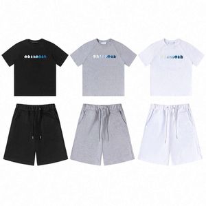 Män designers London T Shirt Chest White-Blue Color Handduk Broderi Mens Shirt Shorts High Quality Casual Street Shirts Trapstar British Suits 9009ESS