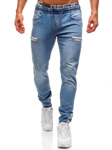 Herr jeans mode denim byxor bomull mjukt frostat tyg blixtlås design sport slim casual byxor