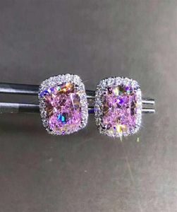 Na moda 2ct laboratório rosa diamante brinco real 925 prata esterlina jóias noivado brincos de casamento para mulheres homens festa presente 2102012296