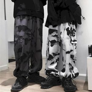 Byxor breda ben byxor män kvinnor koreanska harjuku high street retro tiedye last byxor lösa hiphop casual älskare byxor punk bottnar