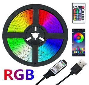 Полоски Светодиодные ленты RGB 2835 Цвет Bluetooth USB Гибкая лампа Лента Диодная 5В постоянного тока Подсветка для телевизора Ночная окружающая подсветка Luces 5M2857632