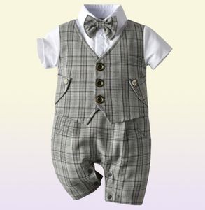 Children039s Takım Bebek Bebek Vaftiz Doğum Günü Kıyamet Kıyamet Ekose Yeni doğan beyefendi düğün bowtie resmi kıyafetler bebek 5041690