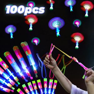 Rocket Party Fun 50/100pcs Light Toys Toy Band Rubber Flying Light Gift Led Toy Catapult Helicopter 240105