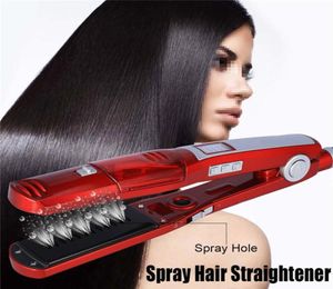 Professional Electric Ceramic Vapor Steam Hair Straightener Brush Flat Iron Fast Heating DryWet Hair Fast Heating1293410