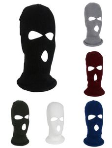 Black Knit 3 Hole Ski Mask Balaclava Motocycle Cycling Caps Hat Full Face Shield Beanie Cap Snow Winter Warm5719456