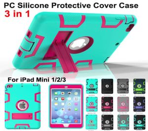 Shockproof Protector Case 3 in1 Robot Defender Robot Hybrid PCSilicon Kickstand Stand Screen Protector Back Cover Case For iPad M6452259