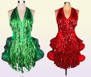 Abito da ballo latino verde costume professionale per donna con frange costume da samba colorato donna sala da ballo abiti da competizione nappe 82689538