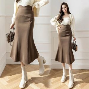 Skirts Ladies Elegant Fashion Medium Long Black Skirt Women Clothes Girls Asymmetry Cute Chic Casual Clothing Py1215-1