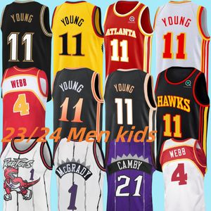 2023 2024 TRAE YOUNG DEJOUNTE MURRAY BASKETBALL JERSEYS RETRO SPUD WEBB VINCE CARTER TRACY MCGRADY 23 24 MENS CITY ATLANTAS HAWK BLACK RED SHIRT