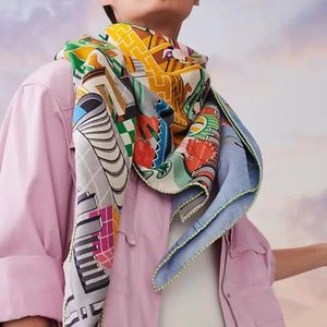 Vinter varm kashmir Silk Scarf Designer Luxury Pashmina Shawls For Women Square Rolled Hem Roll Foulards 130cm 240106