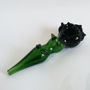 2024 Vendita di fabbrica Pipa in vetro manuale New Black Rose Tubi per fumatori spessi Tobocco Cucchiaio Bruciatore Lunghezza 5,5 pollici