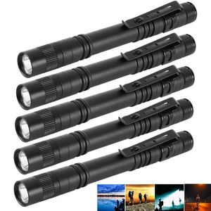 Portable 300 Lumens LED Flashlight With Clip And Penlight Design - Perfect For Outdoor Activities And Emergency Situations (AAA Batteries Not Included)