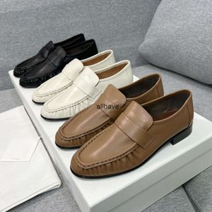 Women Shoes The Row Soft Loafers Almond Toes Vintage Real Genuine Leather Comfortable Row Fashion Brand Shoes 35-40 Original Box