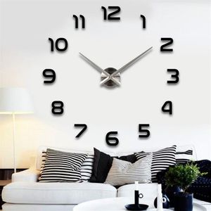 Puntatore d'argento nuovi orologi da parete orologi reloj de pared orologio 3d fai da te adesivi specchio acrilico quarzo decorazione domestica moderna T20060243L