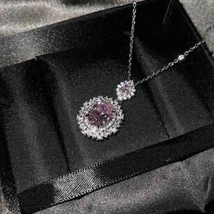Colares de pingente Lailili luxo colar rosa cheio de zircão para mulheres jóias de casamento