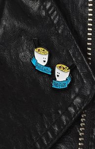 2pcs Cartoon PHRIENDS PHO EVER White bowl face Blue ribbon Fashion Tea Cup Badge Pin Cartoon Cute Costume Jewelry Gifts3896956