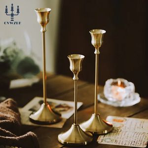 3PCSSet European Style Metal Candle Holders Simple Golden Wedding Decoration Bar Party Living Room Decor Home Deced Steals Candlestick 240106