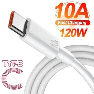 120W 10A USB Type C USB -kabel Super Fast Charing Line för Xiaomi Samsung Huawei Hedra Snabbladdning av USB C -kablar Data CORD