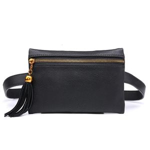 Moda simples borla pacote de cintura feminina pequena bolsa de couro do plutônio feminino cinto bolsa de cintura pochete fanny pacote bolsa de telefone sacos 240106