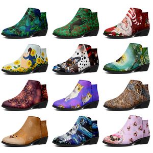 Sapatos personalizados Botas da moda amantes da estrela DIY Botas Retro sapatos casuais Mulheres de Natal Botas ao ar livre tênis vermelho preto amarelo gato marrom tamanho grande eur 35-46