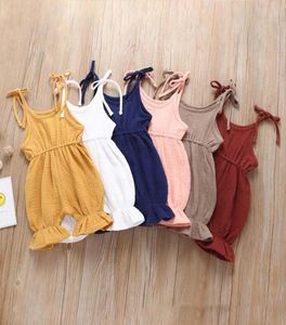 새로운 유아 아기 여자 옷 정지 된 jumpsuits 어린이 짧은 장난 꾸러기 2019 여름 유아를 오르고 옷을 오른다.