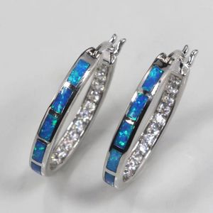 Dangle Küpeler RH0064 2024 Mavi Opal Oval Yarım Kübik Kadın Mücevher Hediyeleri