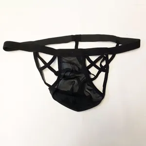 Majy seksowne mężczyzn Sissy Jockstrap Briefs Ultra-cienki oddychanie bielizny Bezpleście Tonong Przezroczyste majtki erotyczne bikini