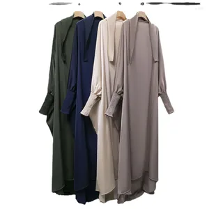 Abbigliamento etnico Zigui Abito da preghiera Abbigliamento arabo musulmano Ramadan Islamico Pianura Abaya con cappuccio Abiti da preghiera con Hijab allegato