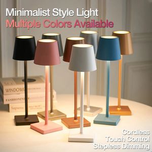 Minimalist Cordless Table Lamp Stepless Dimming 3 Color Temperature Adjustable Portable Touch Control Lamps for Living Room 240105