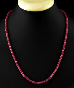 Collana con perle di pietre preziose sfaccettate naturali di rubino rosso brasiliano da 2x4 mm 18039039 AAA5855404