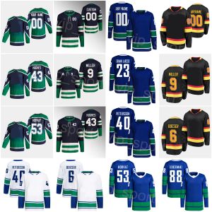 Homens crianças reverso hóquei retro 53 Bo Horvat Jerseys 8 Conor Garland 23 Oliver Ekman-Larson Jonathan Lekkerimaki Jt Miller Quinn Hughes Brock