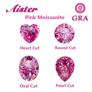 Cor rosa laboratório diamante gra certificado moissanite pedra solta redondo coração pêra oval princesa formas moisanite 240106