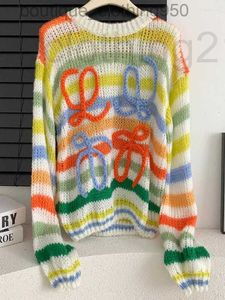 Kobiety Sweters Projektantki luksusowe swetry damskie długie rękaw mohair vintage sweter kobieta zima crewneck wełna tęczowa dzianina pullover design odzież JYP2