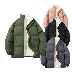 Moda retalhos acolchoado jaqueta para homens engrossar algodão acolchoado gola casacos inverno masculino chique calor 240106