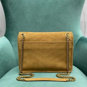 10A Top 1 Quality Brown Suede niki bag Shoulder Soft and Durable Leather Flip Cover Flap D Buckle Double Gold Chains Stitching Handbags Wallet Purse Famous Designer.a9