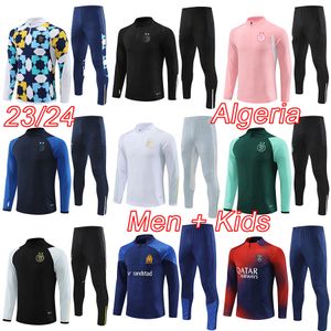 Algeria Marseilles PSGES Men Soccer Trackuit Kids Football Kits2024 Algeria Paris Mbappe Football Training Tracksuit Kit 23 24 Survetement Foot Chandal Futbol