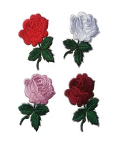 2017 Söt färgglada rossapplikationer Flowers Patch broderad Sew på klädpåsar handgjorda diy hantverk prydnad tyg klistermärke1793265