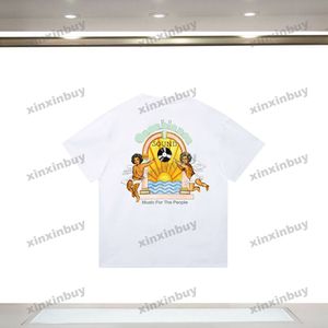 Xinxinbuy 2024 Erkekler Tasarımcı Tee T Shirt Ses Mektup Baskı Aşıkları Mürettebat Boyun Kısa Kollu Pamuk Kadınlar Siyah XS-2XL