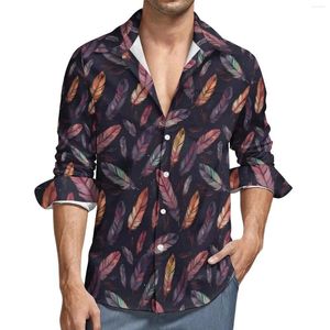 Herren-Freizeithemden, schöne Pfauenfeder, 3D-gedrucktes Hemd, Mann/Damen, modisch, lange Ärmel, Herren-Revers-Tops, übergroße Unisex-Kleidung