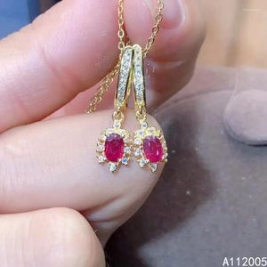 Orecchini pendenti KJJEAXCMY Gioielleria raffinata Argento 925 intarsiato Pietra preziosa naturale Rubino Donna Donna Lady Eardrop Test di supporto vintage