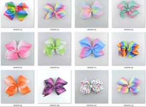 10 Stück 18 cm Jojo Pastell Flora Ombre Band Haarschleifen Krokodilklemmen Regenbogen gestreift Tanz Cheerleader Festzug Haargummis Zubehör BJ