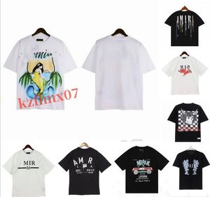 Yaz T-Shirts Tasarımcı Erkek Tişörtler Mürekkep Sıçrama Akışı Boya Tasarımcıları Bir Miri gömlekleri Lüks Kısa Kollu Hip Hop Street Giyim Amirs Tees