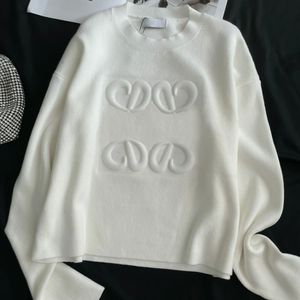 Sweater de caxemira de lã Mulheres 3D Colo tridimensional redondo ruptura jumper malha