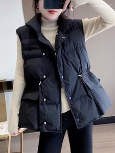 Kamizelki kamizelki damskiej dla kobiet zimowa kurtka 2024 Koreańskie kurtki bez rękawów ciepły krótki płaszcz swobodne damskie ubrania płaszcze