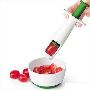 Fruktgrönsaksverktyg tomat skivare druvkörsbärssallad splitter artefakt för småbarn små kök tillbehör klippa gadget dhavv