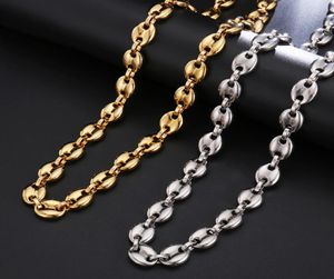 Hip Hop Handcuffs Shape Graduated Chains 18K Real Gold PlatedStainless Steel Coffee Beans Necklaces2004750