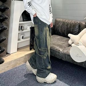 Personalità di strada di nicchia vintage con altoparlante variabile jeans lavati da uomo design invernale sensazione pantaloni a gamba larga y2k 240106