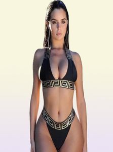 Set bikini sexy per le donne Costume da bagno fasciato Crop Top Costumi da bagno Perizoma Costume da bagno Taglio alto Costumi da bagno Stampa solida Nuovo8527226