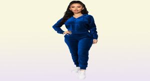 Kvinnor Velvet Tracksuit Kvinnors tröjor Kvinnkläder Två stycken uppsättningar Träning Outfits Woman Designers Clothes Sport Outwear Casua5594372