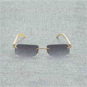 26% Rabatt auf Sonnenbrille Vintage Wood Männer natürliche schwarze weiße Büffelbrillen Rahmen für Frauen im Freien randlose Holztöne Oculos Gafaskajia Neu